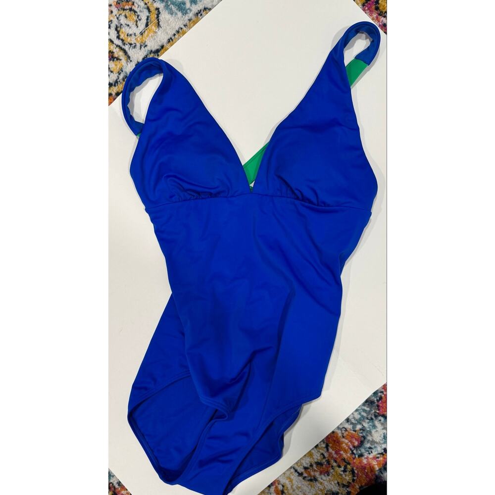BODEN Paros Cross Back Color Block One Piece Swimsuit Beach Size 8 - Picture 2 of 4